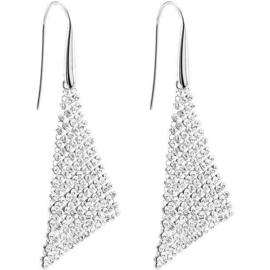 Created Diamond Triangular Shaped Mesh Shimmering Earrings-Black Diamonds New York