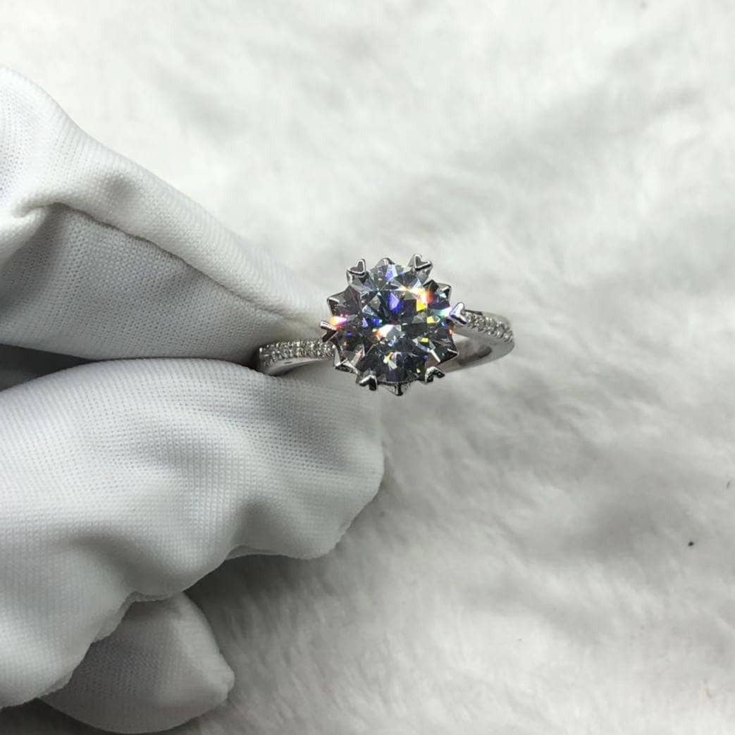 Created Diamond Twisting Snowflake Ring-Black Diamonds New York