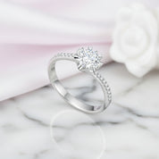 Round Diamond Option Heart Prong Twisting Snowflake Ring-Black Diamonds New York