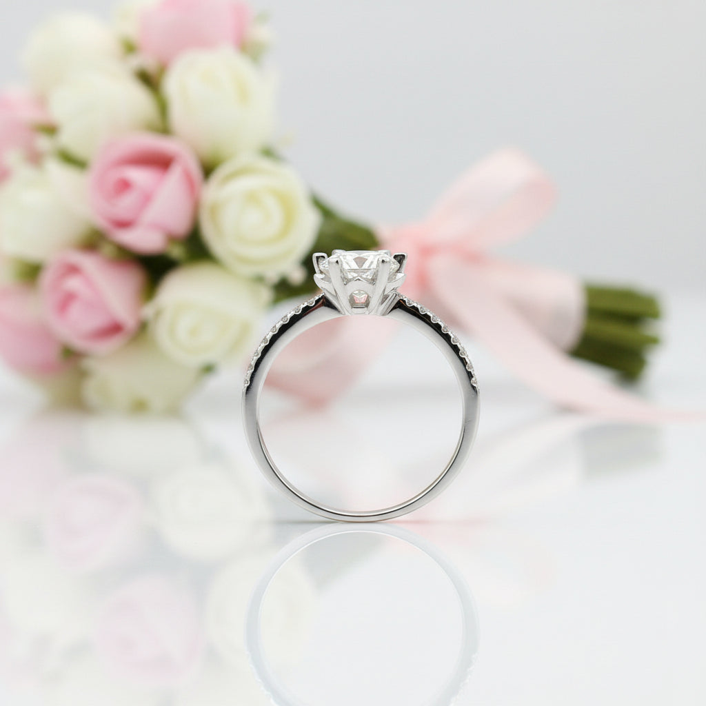 Round Diamond Option Heart Prong Twisting Snowflake Ring-Black Diamonds New York