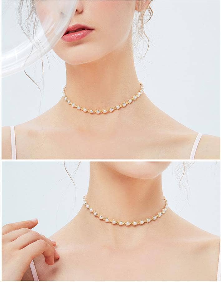 CVD Diamond Unique and Graceful Pearl Collarbone Necklace