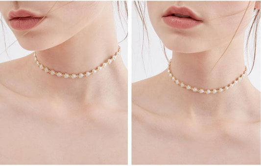 Created Diamond Unique and Graceful Pearl Collarbone Necklace-Black Diamonds New York