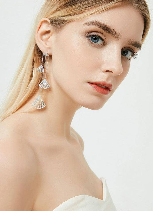 EVN™ Diamond Unique and Sweet Fan-shaped Asymmetrical Earrings-Black Diamonds New York