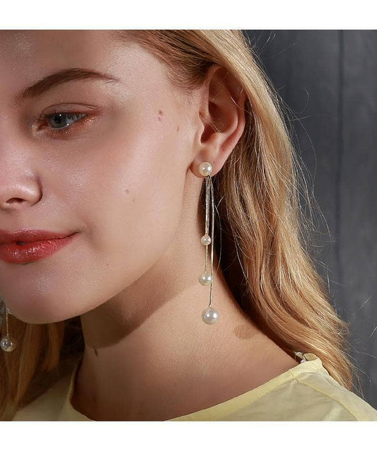 EVN™ Diamond Unique Three Tassels Pearl Earrings-Black Diamonds New York