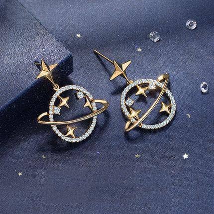 Created Diamond Unique Universe and Stars Earrings-Black Diamonds New York