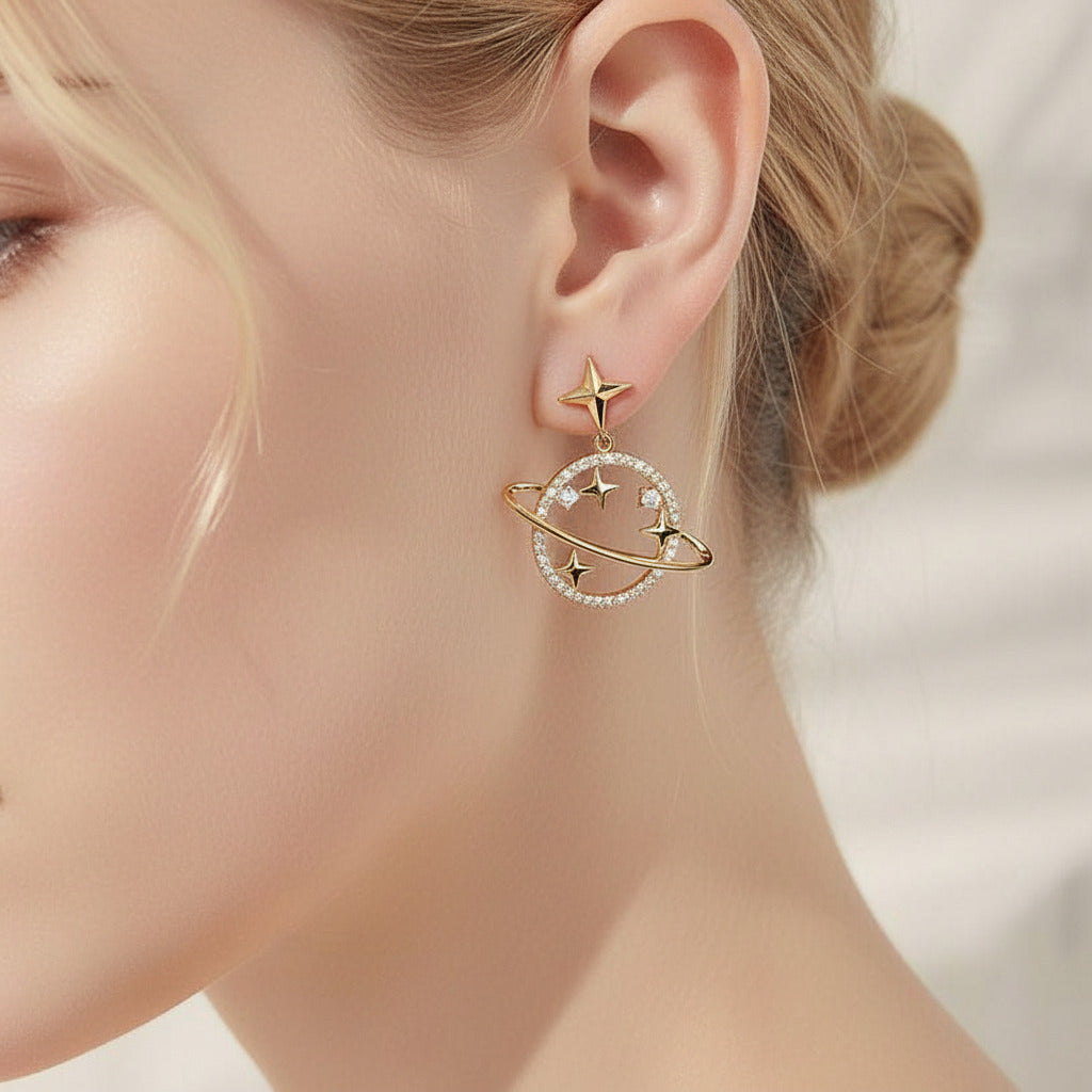 Unique Universe and Stars Diamond Option Earrings-Black Diamonds New York