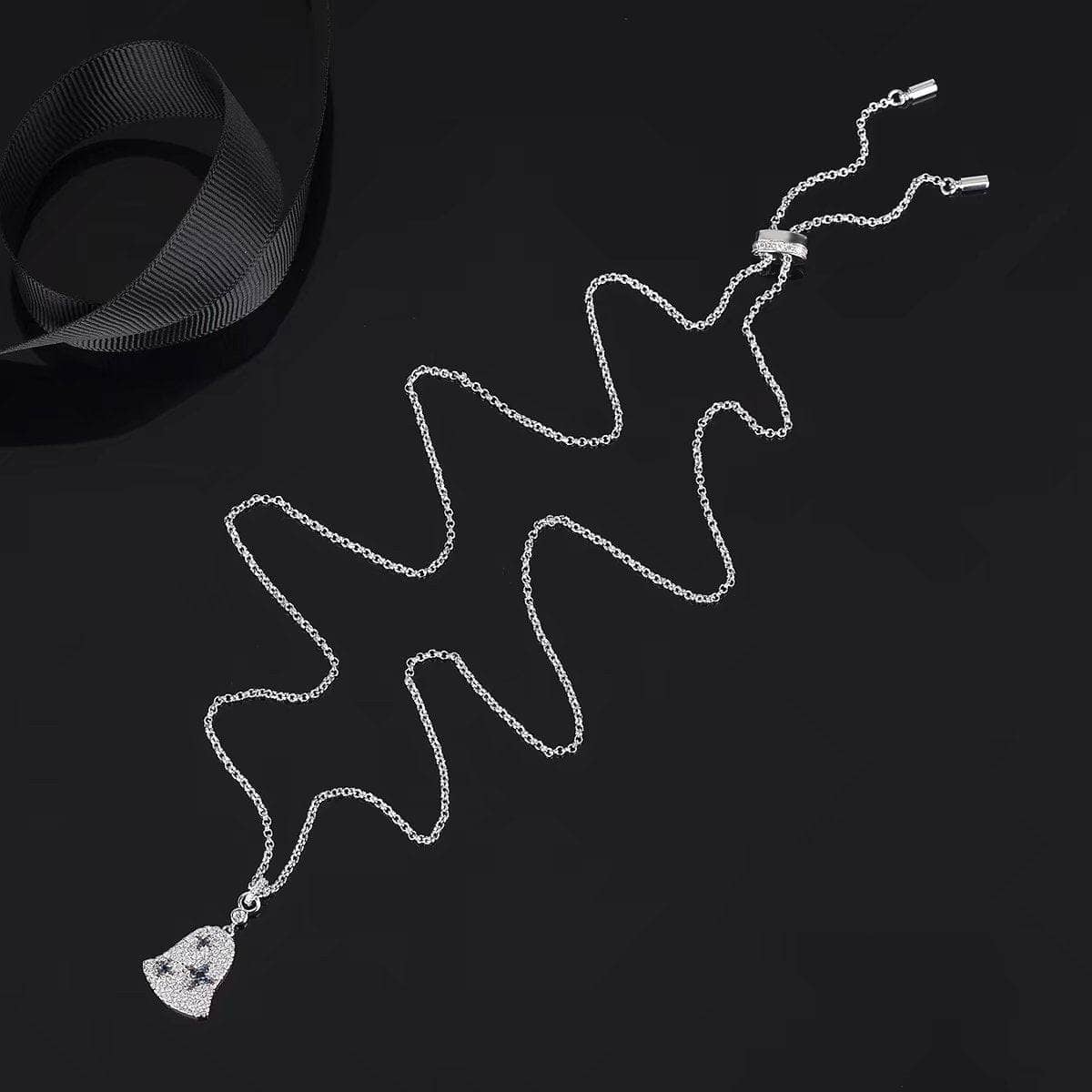 Created Diamond Wind Bell Set Necklace-Black Diamonds New York