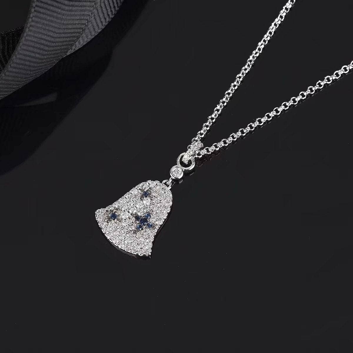 Created Diamond Wind Bell Set Necklace-Black Diamonds New York