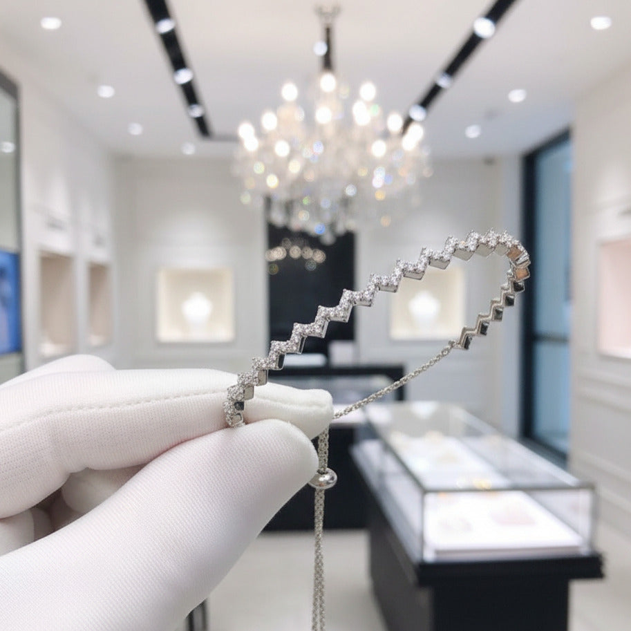 Diamond Option Z-shaped Bracelet-Black Diamonds New York