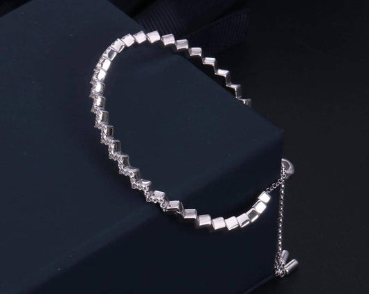 Diamond Z-shaped Bracelet-Black Diamonds New York