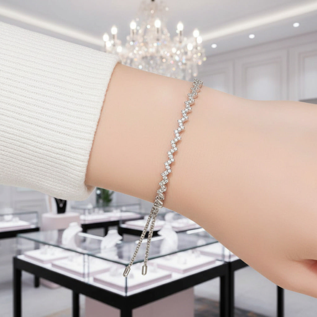 Diamond Option Z-shaped Bracelet-Black Diamonds New York