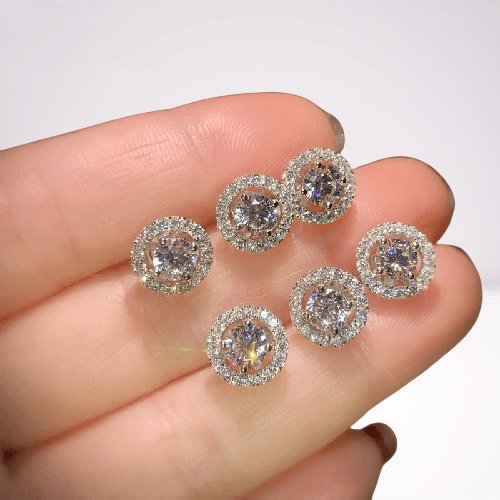 Created Diamonds Round Belle Dame Earrings Four Prong-Black Diamonds New York