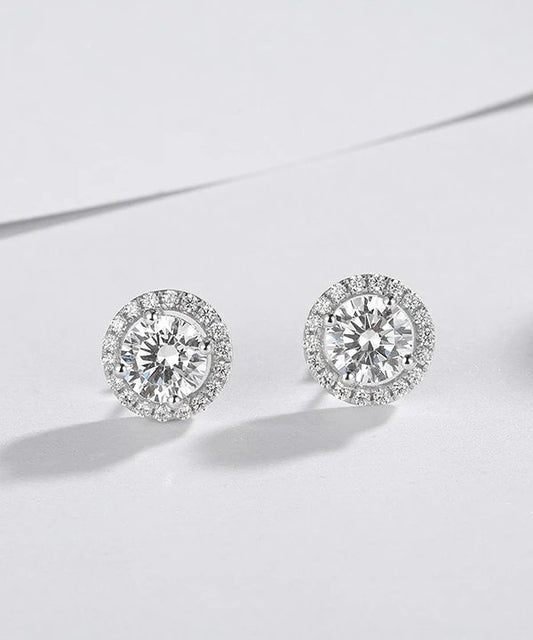 Created Diamonds Round Belle Dame Earrings Four Prong-Black Diamonds New York