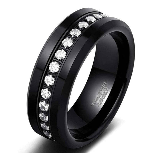 Created Diamond 8mm Black Tungsten Wedding Band-Black Diamonds New York