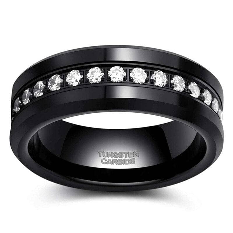 Created Diamond 8mm Black Tungsten Wedding Band-Black Diamonds New York