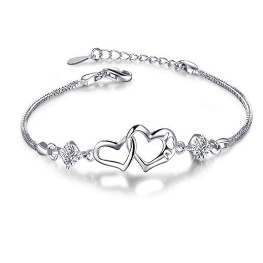 CVD Diamond Connected Hearts Bracelet