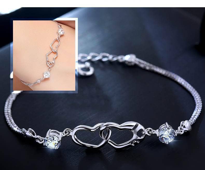 CVD Diamond Connected Hearts Bracelet