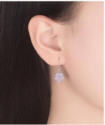 CVD Diamond Crystal Snowflake Earrings