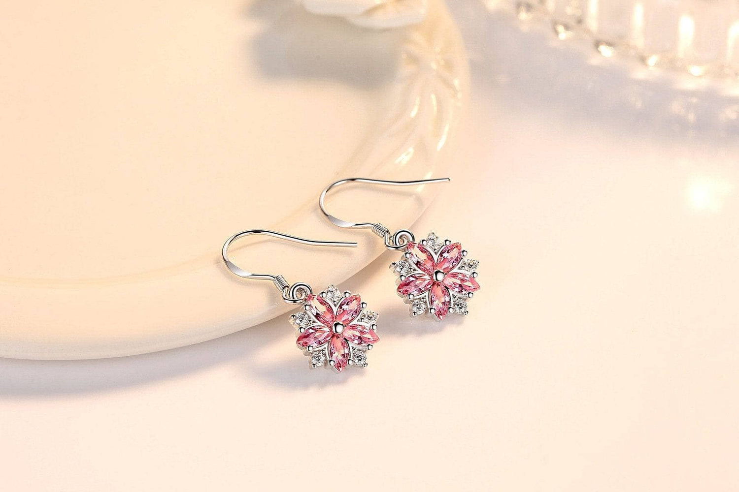 CVD Diamond Crystal Snowflake Earrings
