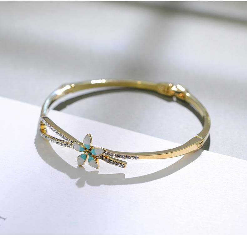 Created Diamond Delicate Flower Bracelet-Black Diamonds New York