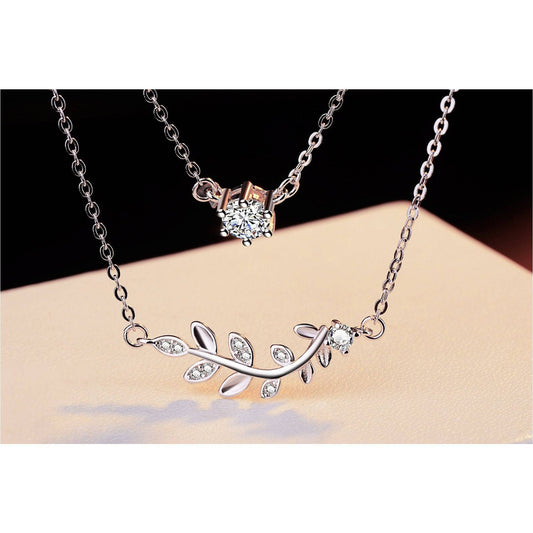EVN™ Stone Double Leaves Necklace-Black Diamonds New York
