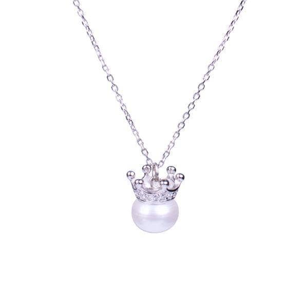 Created Diamond Option Light Luxury Elegant Crown Pearl Necklace-Black Diamonds New York