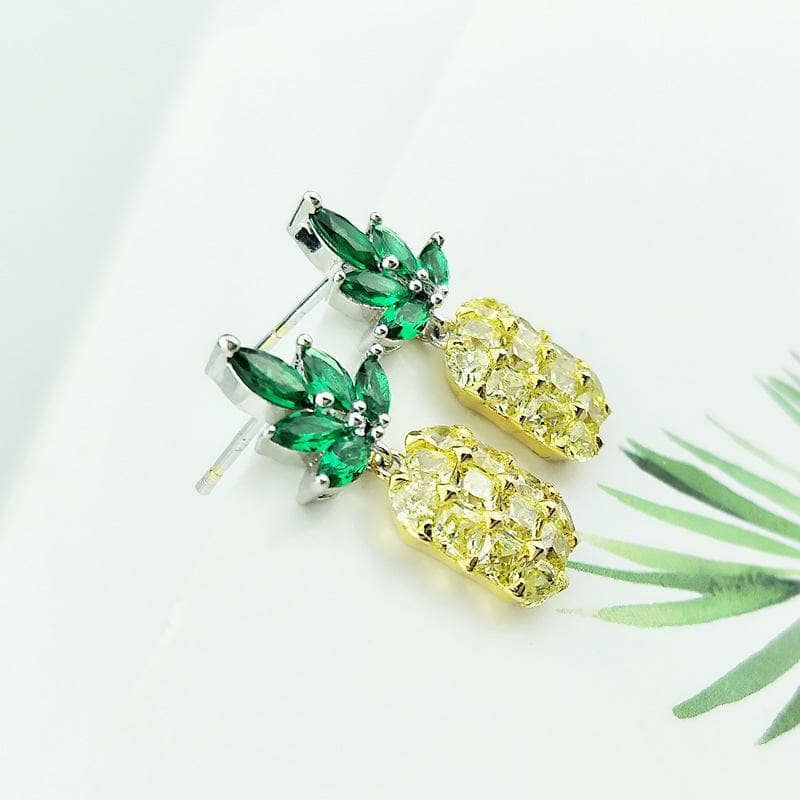 Created Diamond Pineapple Earrings-Black Diamonds New York