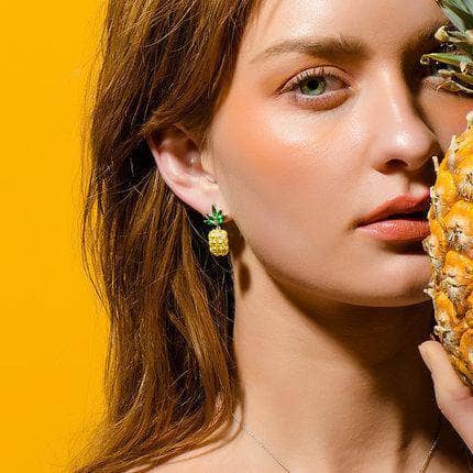 Created Diamond Pineapple Earrings-Black Diamonds New York