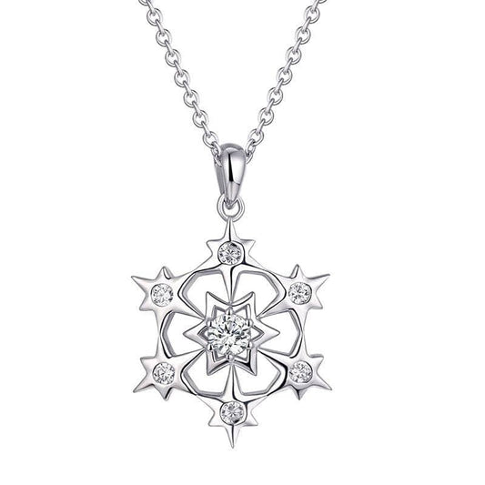 Created Diamond Snowflake Pendant Necklace-Black Diamonds New York