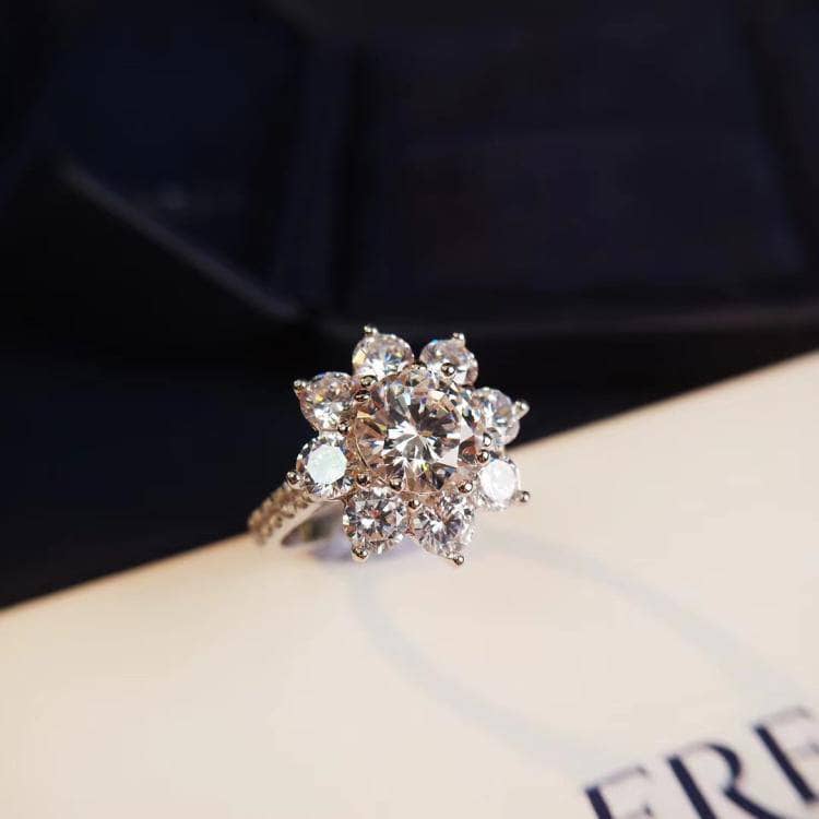 Created Diamond Sun Flower Ring-Black Diamonds New York