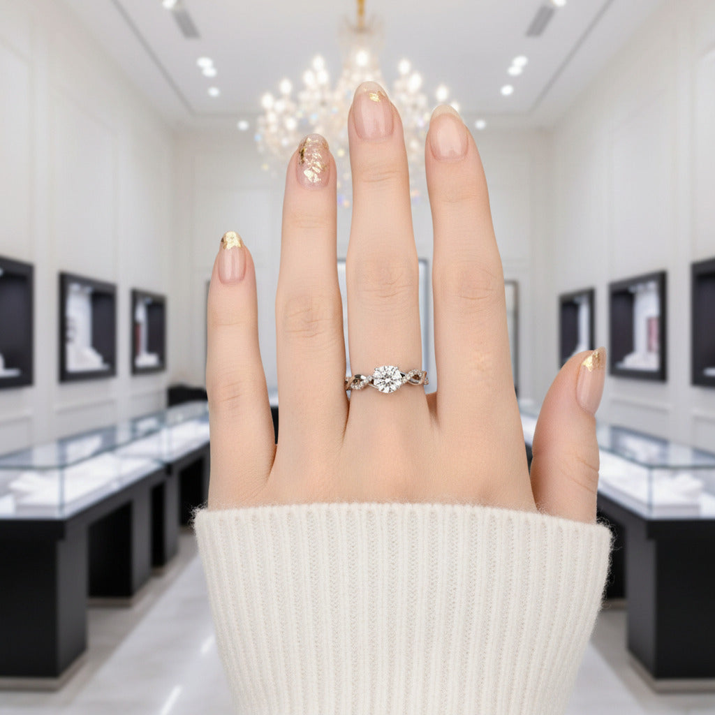 Unique Infinity Diamond Twisted Band Engagement Ring-Black Diamonds New York