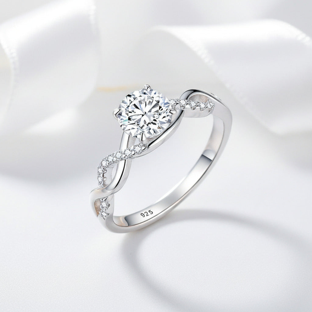 Unique Infinity Diamond Twisted Band Engagement Ring-Black Diamonds New York