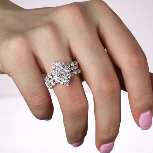 Exclusive Design Oval Cut 3-Pieces Wedding Ring Set - Black Diamonds New York