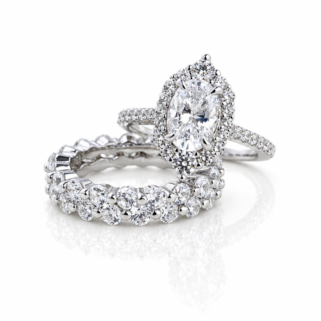 Exclusive Design Oval Cut 3-Pieces Wedding Ring Set DIKO MAHANAP!!!-Black Diamonds New York