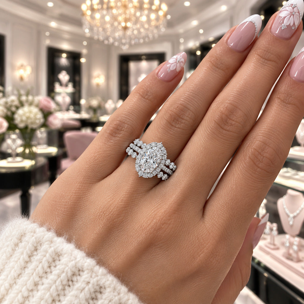 Exclusive Design Oval Cut 3-Pieces Wedding Ring Set DIKO MAHANAP!!!-Black Diamonds New York