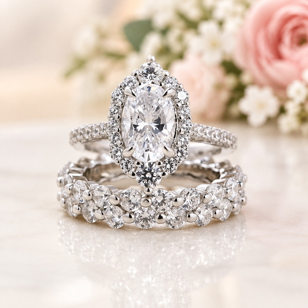 Exclusive Design Oval Cut 3-Pieces Wedding Ring Set DIKO MAHANAP!!!-Black Diamonds New York
