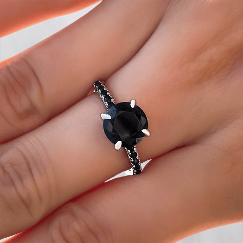Exclusive Round Cut Black Diamond Engagement Ring - Black Diamonds New York