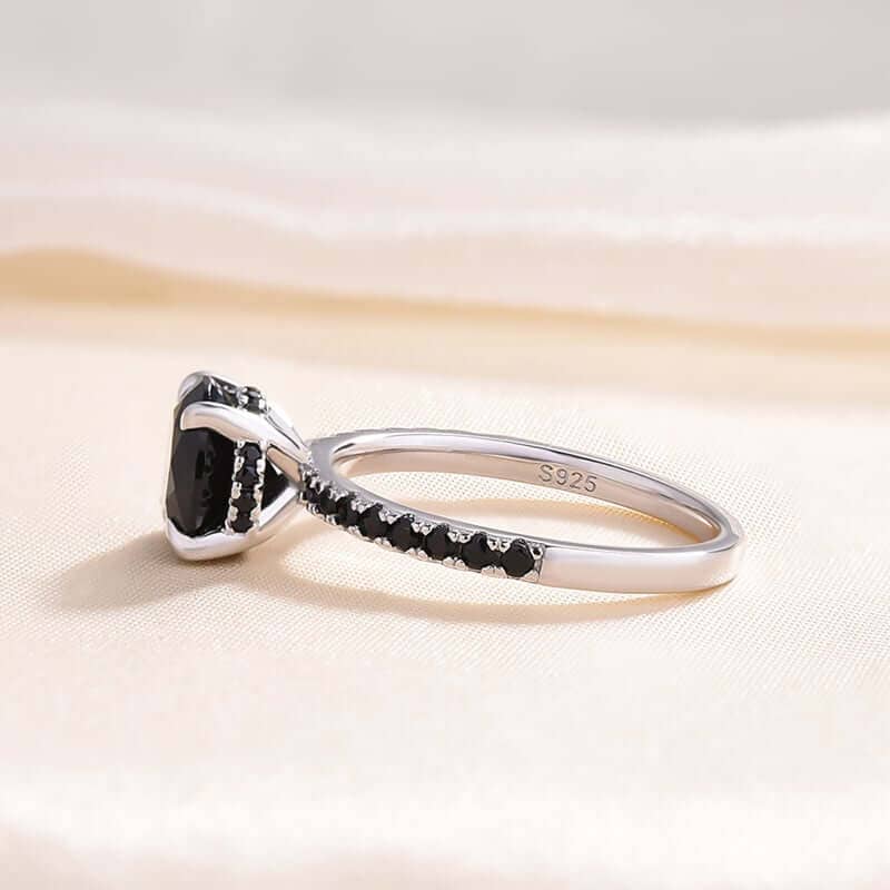 Exclusive Round Cut Black Diamond Engagement Ring-Black Diamonds New York