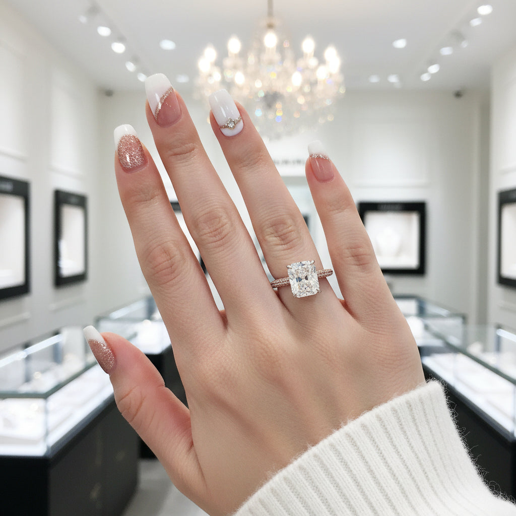 Exquisite 4.0 Carat Radiant Cut Engagement Ring with Pink Side-Stone-Black Diamonds New York