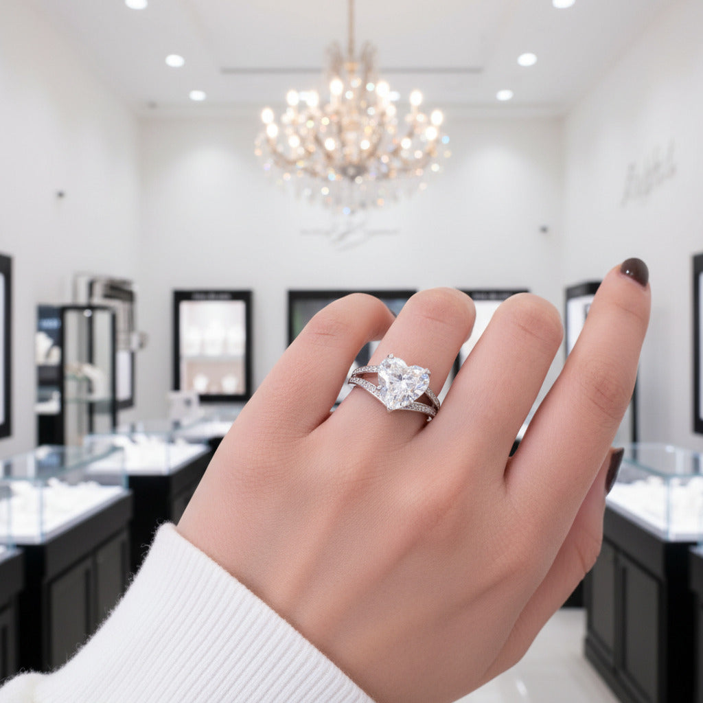 Exquisite 5.0 Carat Heart Cut Engagement Ring-Black Diamonds New York