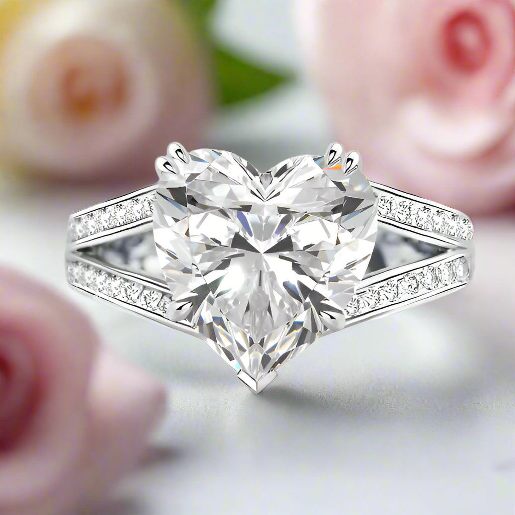 Exquisite 5.0 Carat Heart Cut Engagement Ring-Black Diamonds New York