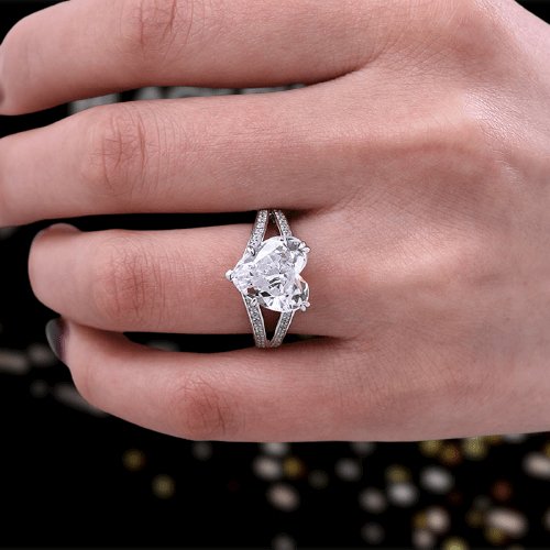 Exquisite 5.0 Carat Heart Cut Engagement Ring-Black Diamonds New York
