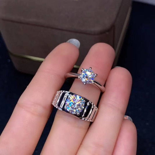 Exquisite Classic Diamond Couple Ring-Black Diamonds New York