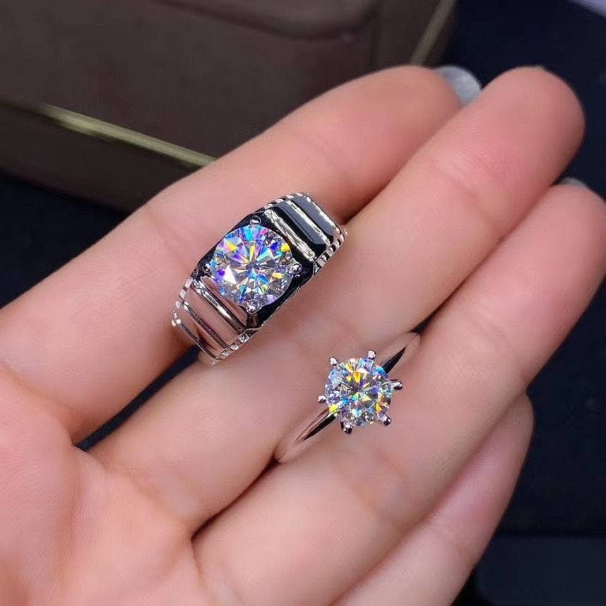 Exquisite Classic Moissanite Couple Ring-Black Diamonds New York