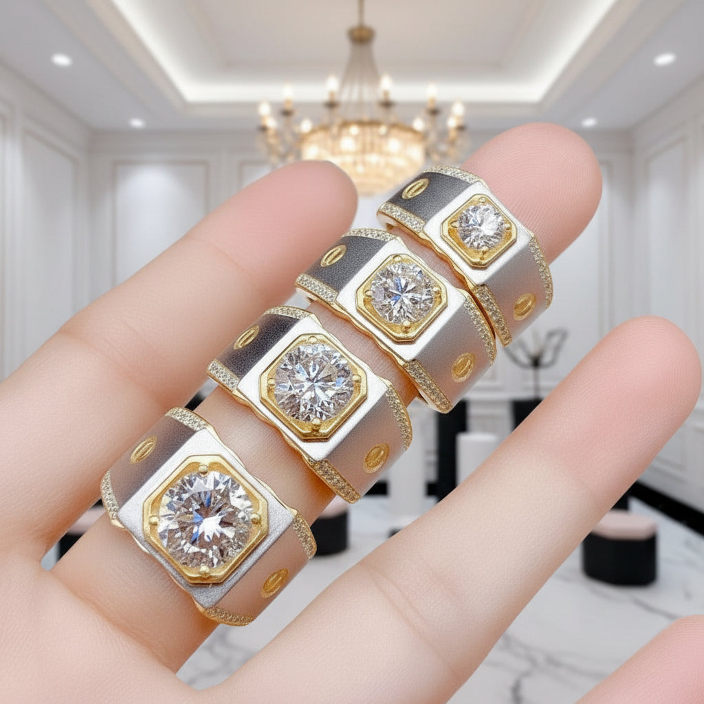 Exquisite Classic Diamond Option Men's Wedding Ring-Black Diamonds New York