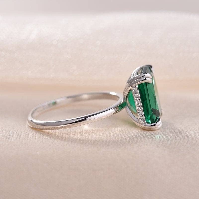 Exquisite Emerald Green Cushion Cut Engagement Ring-Black Diamonds New York