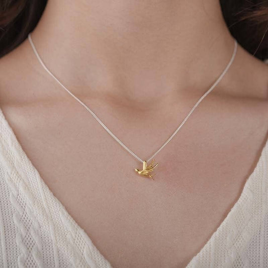 Exquisite Small Swallow Necklace-Black Diamonds New York