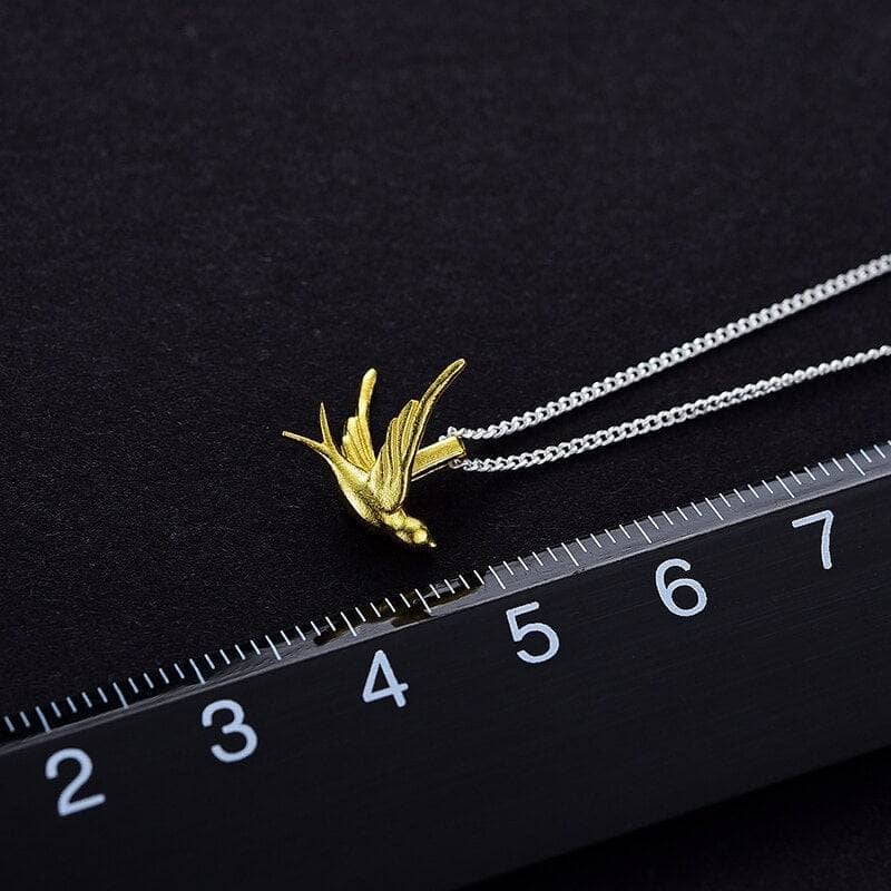 Exquisite Small Swallow Necklace-Black Diamonds New York