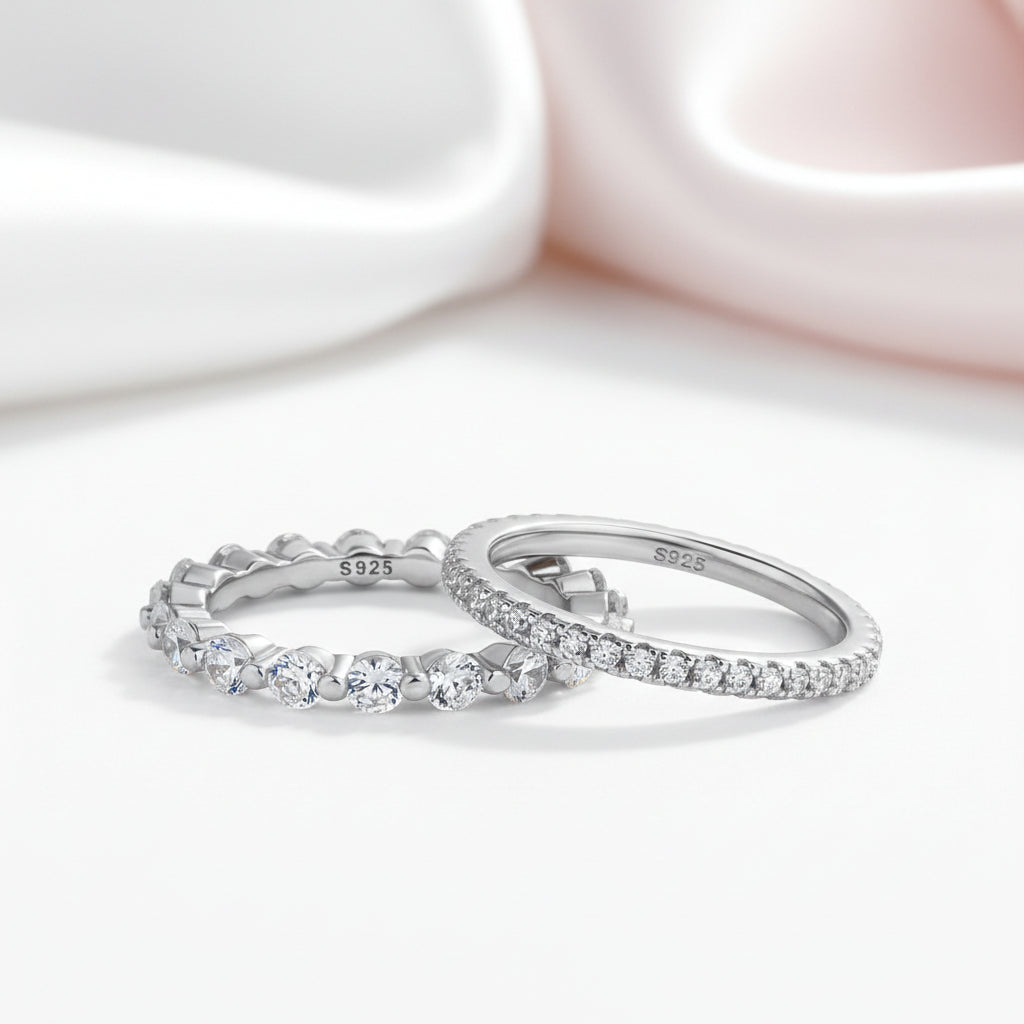 Exquisite Women's Stackable Wedding Band Set-Black Diamonds New York