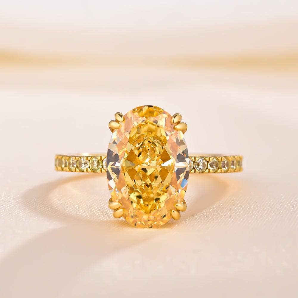 Exquisite Yellow Gold Oval Cut Yellow Sapphire Ring Set - Black Diamonds New York